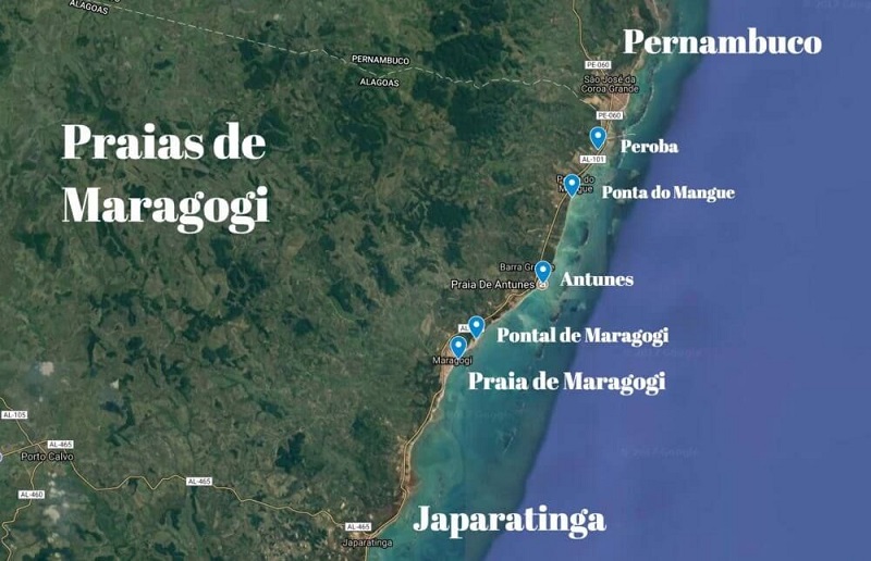 Atrativos de Maragogi - Mapa